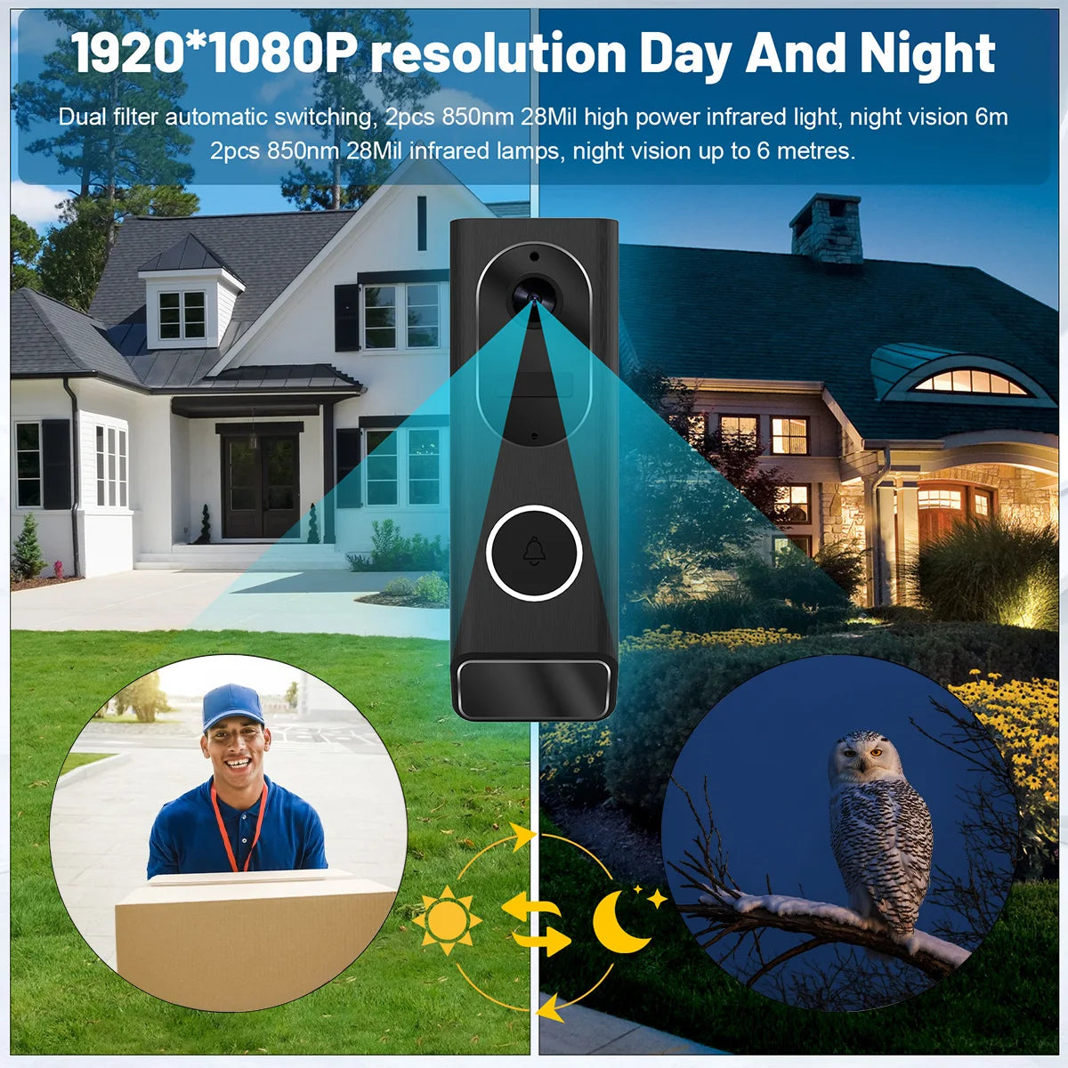 S7 1080P Wireless Video Doorbell Camera WiFi Smart Door Bell IP66 Smart Home Security Motion Detect Night Vision Intercom Bell