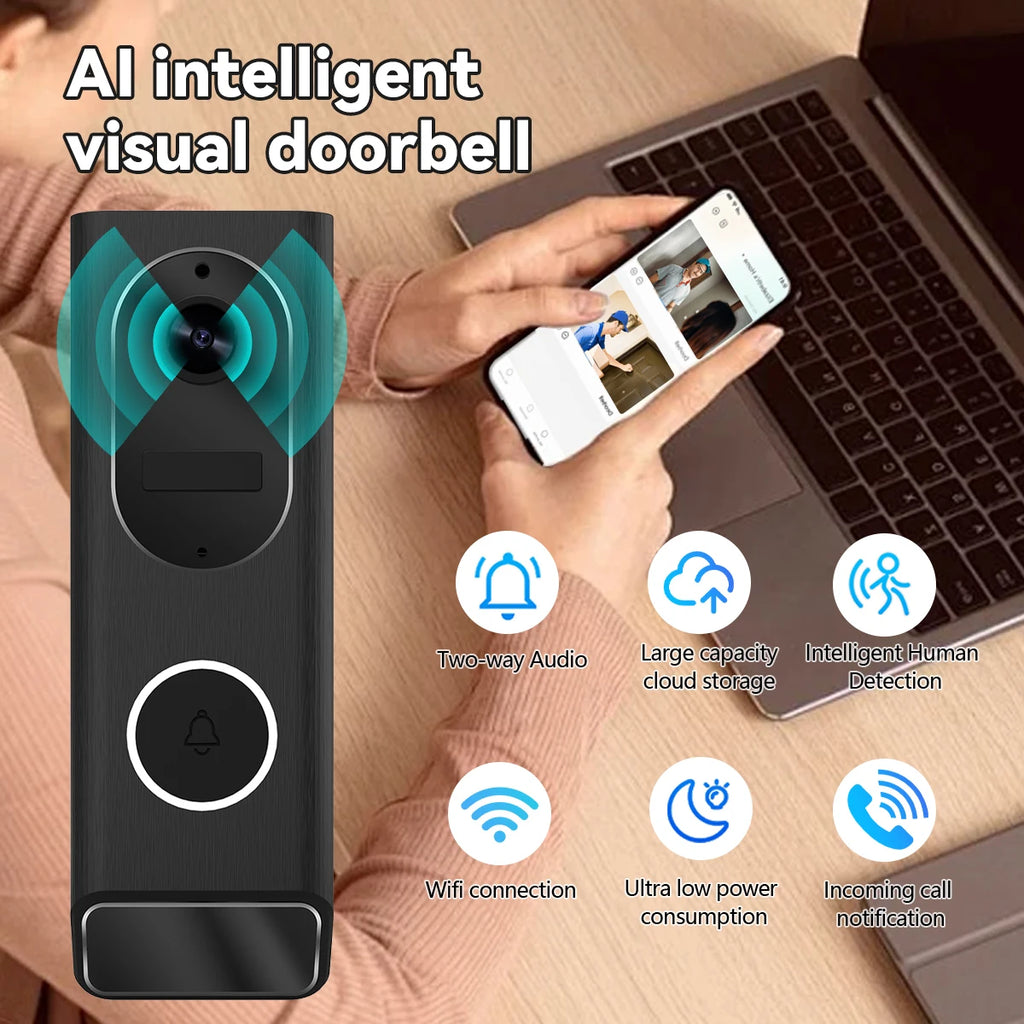 S7 1080P Wireless Video Doorbell Camera WiFi Smart Door Bell IP66 Smart Home Security Motion Detect Night Vision Intercom Bell