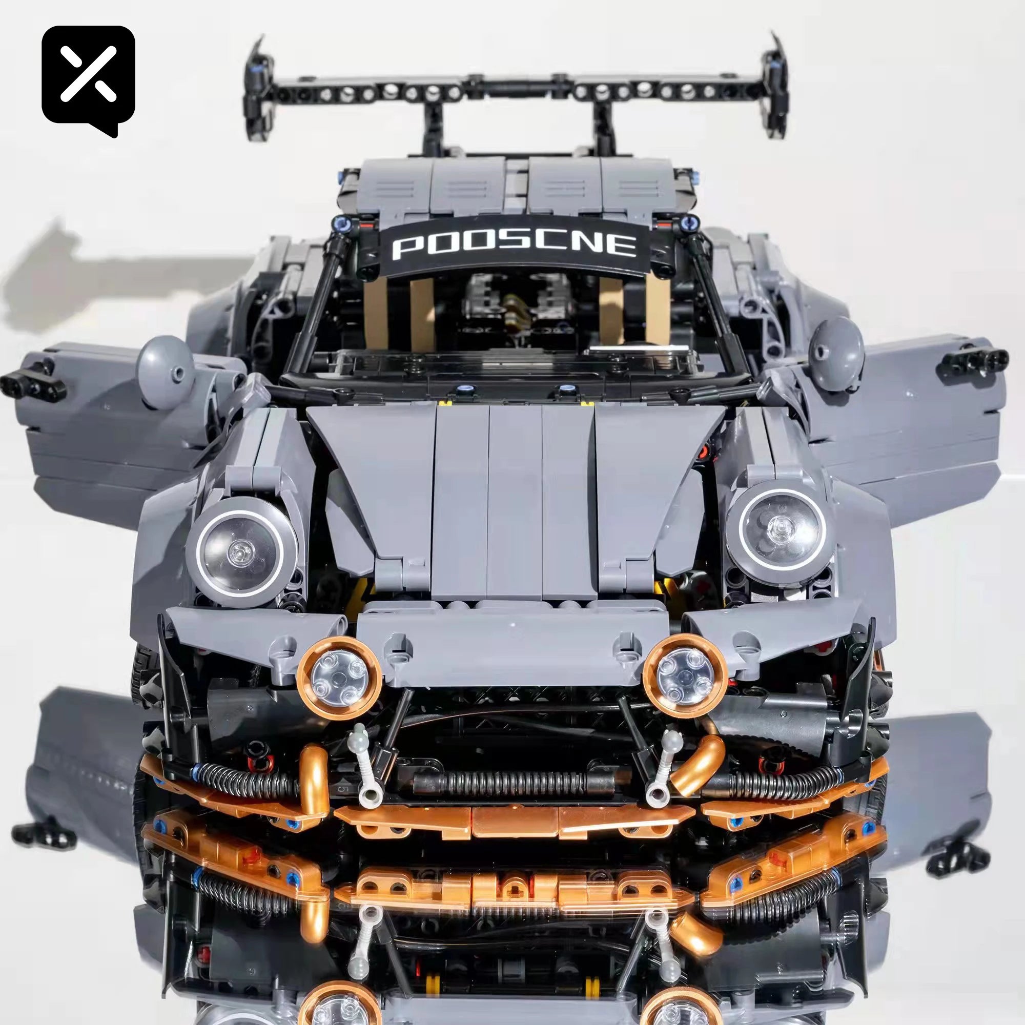 Kbox Cement Gray Supercar Building Block Model 2435PCS Large-Scale Sports Car Model for Men's Room Decoration