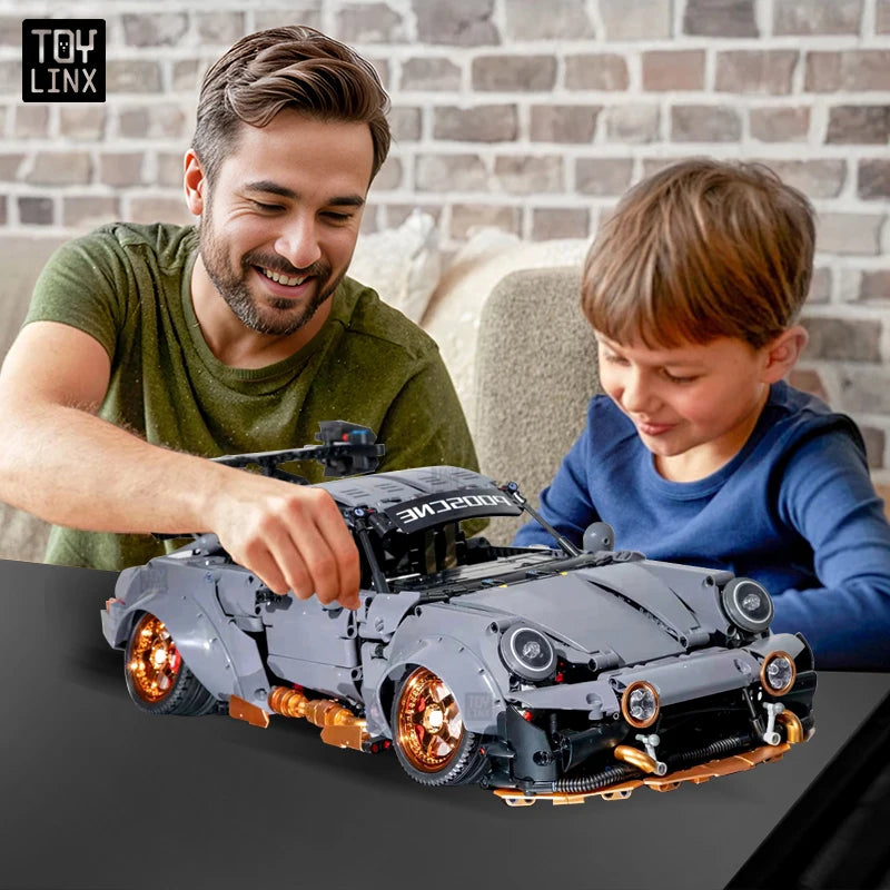 Kbox Cement Gray Supercar Building Block Model 2435PCS Large-Scale Sports Car Model for Men's Room Decoration