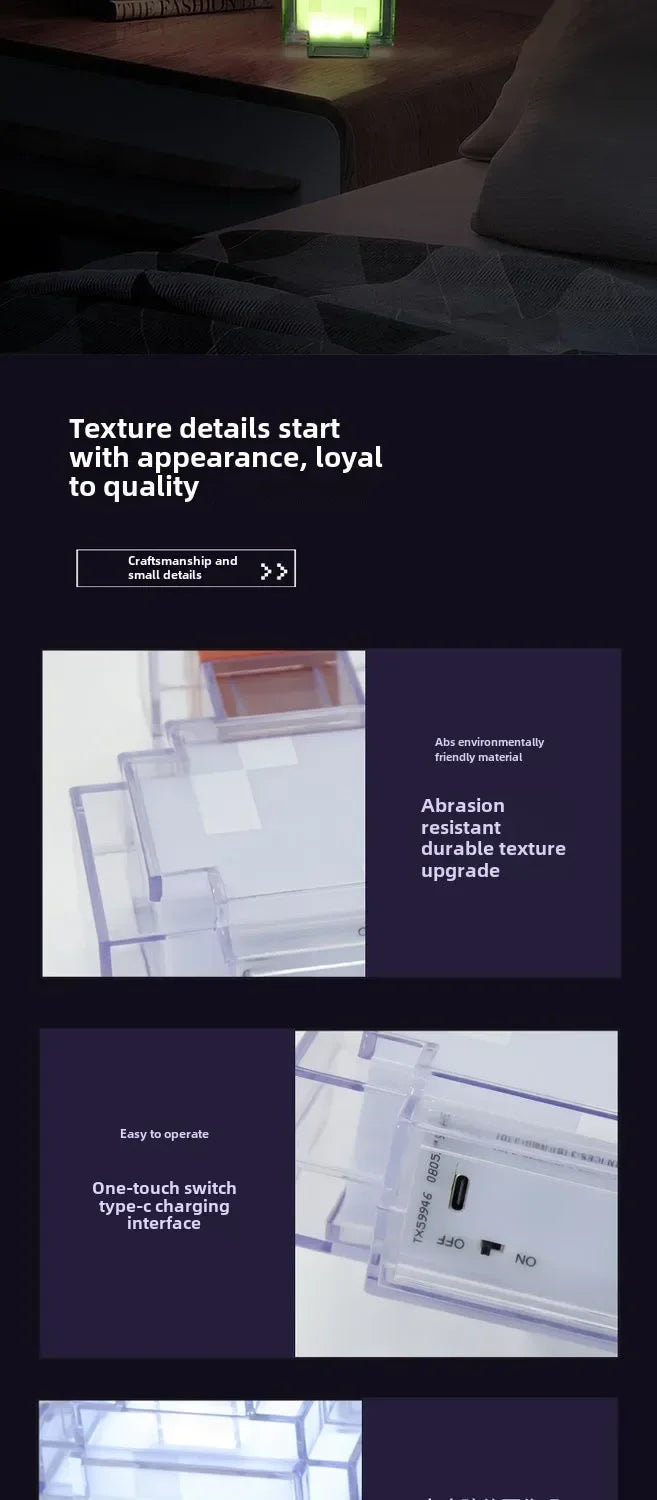 MC Color Changing Potion Bottle Night Light - Set of 8 Models, USB Powered Mood Light & Decor Ambient Glow Lamp Pixel Game