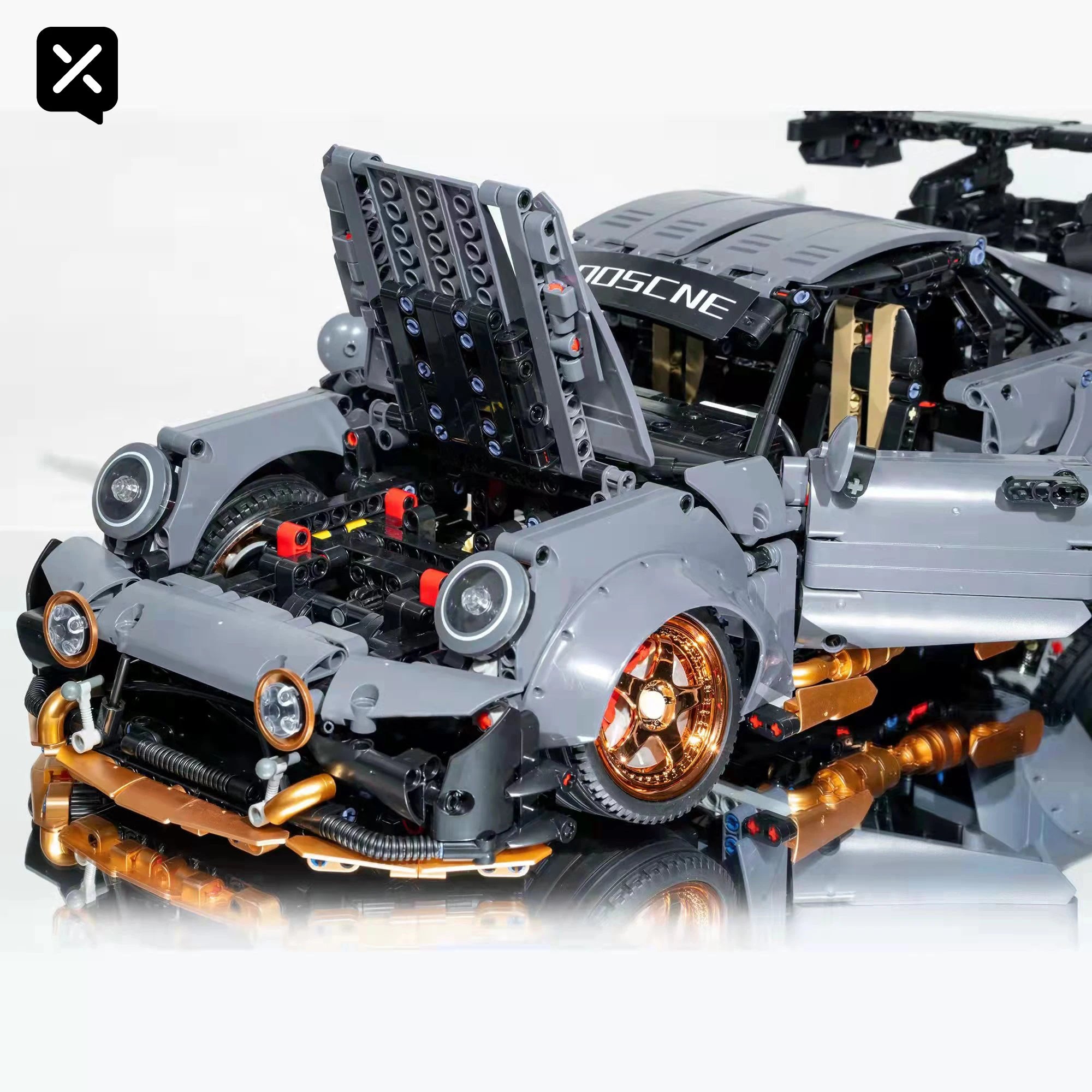 Kbox Cement Gray Supercar Building Block Model 2435PCS Large-Scale Sports Car Model for Men's Room Decoration