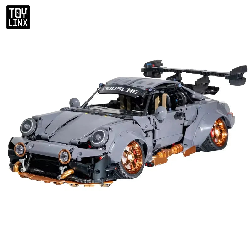 Kbox Cement Gray Supercar Building Block Model 2435PCS Large-Scale Sports Car Model for Men's Room Decoration