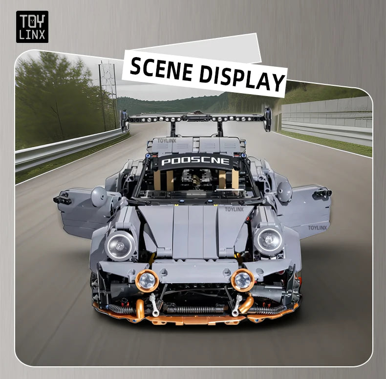 Kbox Cement Gray Supercar Building Block Model 2435PCS Large-Scale Sports Car Model for Men's Room Decoration